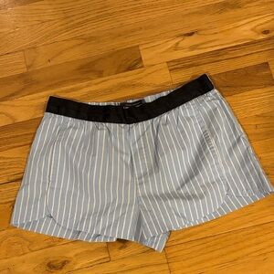 Zara Light Blue and White Striped Shorts